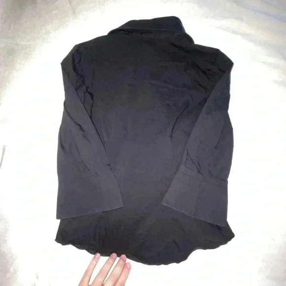 Trina Turk Womens Collared Black Tie Button Up Blouse - Picture 5 of 6